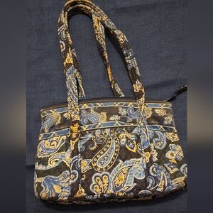 Vera Bradley Quilted Bag with Blue and Gold Paisley
